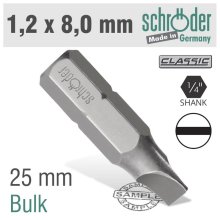 Schroder Slotted Bit 1.2x8.0 25mm Bulk