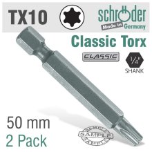 Schroder Torx Tx10x50mm Classic Power Bit 2/Cd