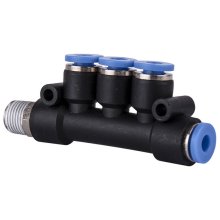 Pu Hose Fitting Manifold 4 X 4mm Port X 1/8"M
