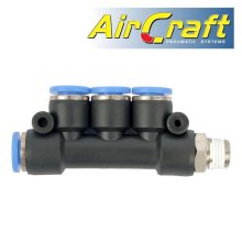 Pu Hose Fitting Manifold 4 X 4mm Port X 1/4"M