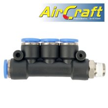 Pu Hose Fitting Manifold 4 X 6mm Port X 1/8"M