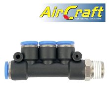Pu Hose Fitting Manifold 4 X 6mm Port X 1/4"M