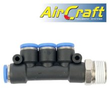 Pu Hose Fitting Manifold 4 X 6mm Port X 3/8"M
