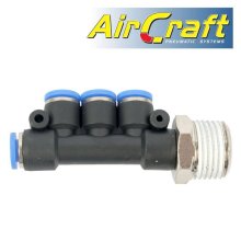 Pu Hose Fitting Manifold 4 X 6mm Port X 1/2"M