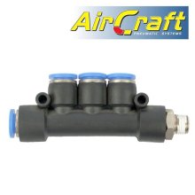 Pu Hose Fitting Manifold 4 X 8mm Port X 1/8"M