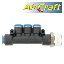 Pu Hose Fitting Manifold 4 X 8mm Port X 1/4"M