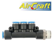 Pu Hose Fitting Manifold 4 X 8mm Port X 3/8"M