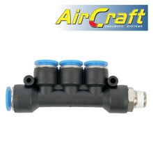 Pu Hose Fitting Manifold 4 X 10mm Port X 1/4"M