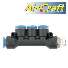 Pu Hose Fitting Manifold 4 X 10mm Port X 3/8"M