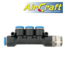Pu Hose Fitting Manifold 4 X 10mm Port X 1/2"M