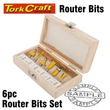 Tork Craft Router Bit Set 6pce Wooden Box