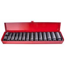 Tork Craft 15pc 1/2" Dr Imp Socket Set(10 - 27 + 2 X Adaptors 3/8x1/2 & 1/2x3/8 )