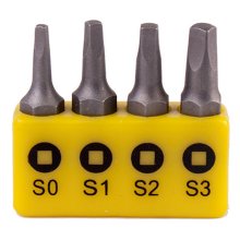 Tork Craft Screwdriver Bit Set Square Recess 4pce 25mm Sq0,1,2,3