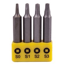 Tork Craft Screwdriver Bit Set Square Recess 4pce 50mm Sq0,1,2,3