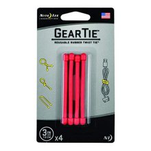 Nite Ize Gear Tie Reusable Rubber Twist Tie 3 In .- 4 Pack - Red