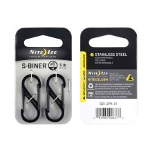 Nite Ize S-Biner S/Steel Double Gated Carabiner #1 - 2 Pk - Blk