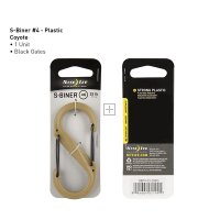 Nite Ize S-Biner Plastic Double Gated Carabiner #4 Coyote/ Black Gates- (SBP4-03-28BG)