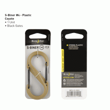 Nite Ize S-Biner Plastic Double Gated Carabiner #4 Coyote/ Black Gates- (SBP4-03-28BG)