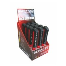 SUPALED MAGNETIC LED LIGHT 114 LUMENS RED W/3AAA 12PCE DISP