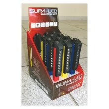 SUPALED MAGNETIC LED LIGHT 114 LUMENS ASSOR. W/3AAA 12PCE DISP