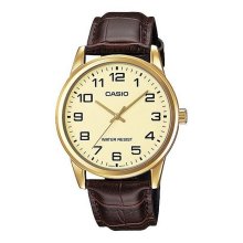 Casio Analog Leather Bank Gold Dial Watch