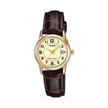 Casio Analog Leather Gold Case Watch