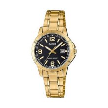 Casio Analog Gold Ion Plated Black Dial Watch