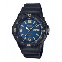 Casio Analog Rotating Bezel Blue Dial Gold Lines Watch