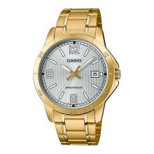 Casio Analog Gold Date Silver Dial Watch - MTP-V004G-7B2UDF