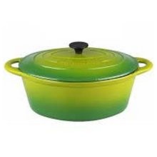 Gourmand 7L Cast Iron Oval Casserole - Green