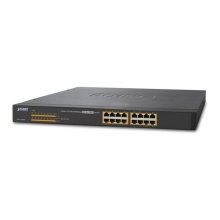 Planet 19" 16-Port 10/100/1000 unmanaged Gigabit Ethernet 802.3at POE+ Switch (220W)