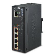 Planet IP30 Industrial 1-Port 60W Ultra POE to 4-Port 802.3af/at Gigabit POE Extender (-40 to 75