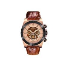 Traser Lady Sporty Chronograph Rose Gold/Black -Brown Leather Strap